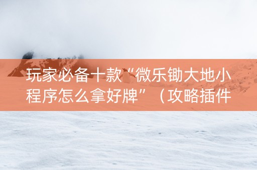 玩家必备十款“微乐锄大地小程序怎么拿好牌”（攻略插件)