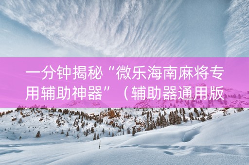 一分钟揭秘“微乐海南麻将专用辅助神器”（辅助器通用版)