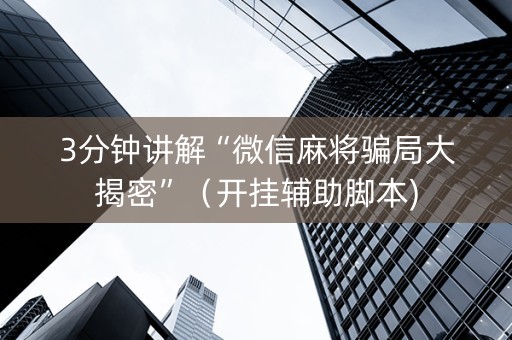3分钟讲解“微信麻将骗局大揭密”（开挂辅助脚本)