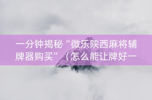 一分钟揭秘“微乐陕西麻将辅牌器购买”（怎么能让牌好一点)
