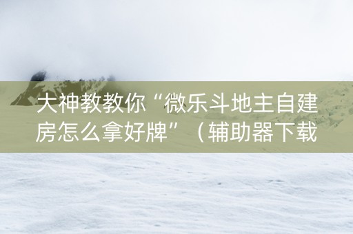 大神教教你“微乐斗地主自建房怎么拿好牌”（辅助器下载)