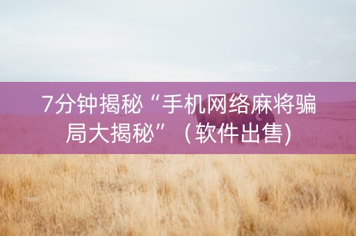 7分钟揭秘“手机网络麻将骗局大揭秘”（软件出售)