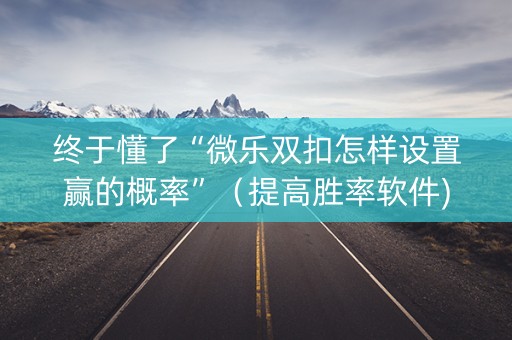 终于懂了“微乐双扣怎样设置赢的概率”（提高胜率软件)