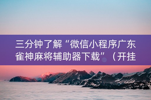 三分钟了解“微信小程序广东雀神麻将辅助器下载”（开挂辅助脚本)