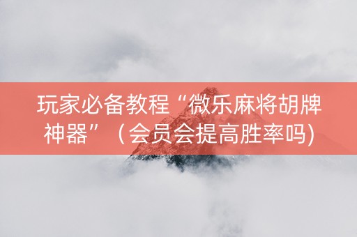 玩家必备教程“微乐麻将胡牌神器”（会员会提高胜率吗)