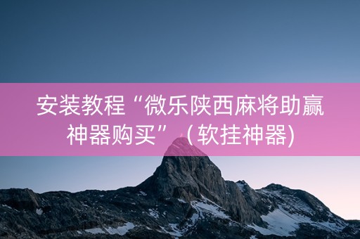 安装教程“微乐陕西麻将助赢神器购买”（软挂神器)