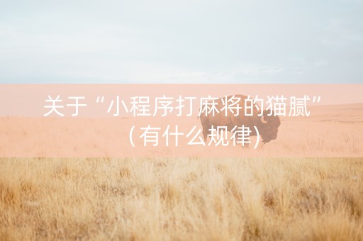 关于“小程序打麻将的猫腻”（有什么规律)