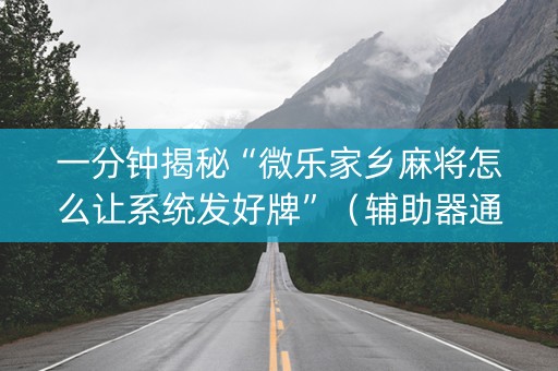 一分钟揭秘“微乐家乡麻将怎么让系统发好牌”（辅助器通用版)