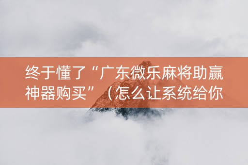 终于懂了“广东微乐麻将助赢神器购买”（怎么让系统给你发好牌)