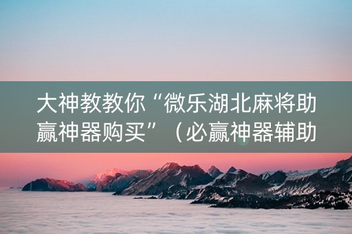 大神教教你“微乐湖北麻将助赢神器购买”（必赢神器辅助器)