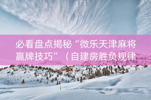 必看盘点揭秘“微乐天津麻将赢牌技巧”（自建房胜负规律)