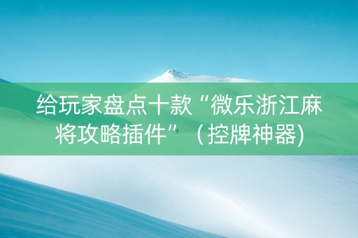 给玩家盘点十款“微乐浙江麻将攻略插件”（控牌神器)
