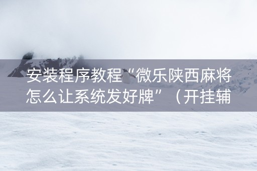 安装程序教程“微乐陕西麻将怎么让系统发好牌”（开挂辅助脚本)