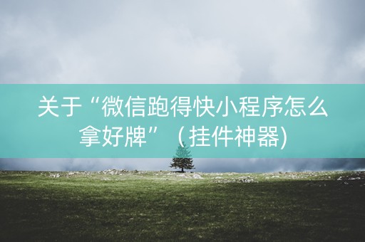 关于“微信跑得快小程序怎么拿好牌”（挂件神器)