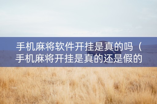 手机麻将软件开挂是真的吗（手机麻将开挂是真的还是假的）
