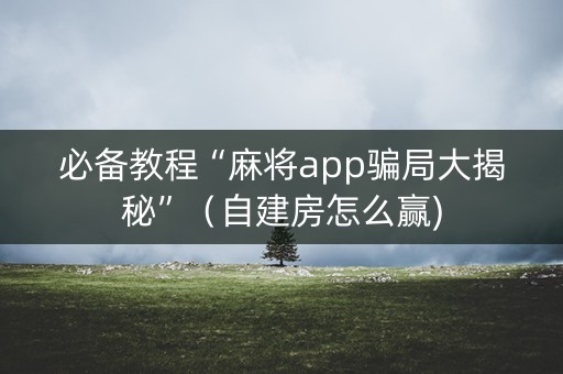 必备教程“麻将app骗局大揭秘”（自建房怎么赢)
