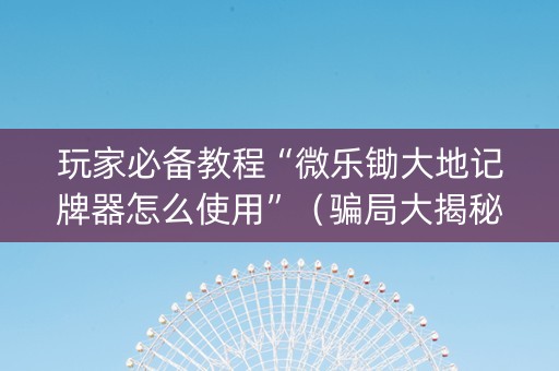 玩家必备教程“微乐锄大地记牌器怎么使用”（骗局大揭秘)
