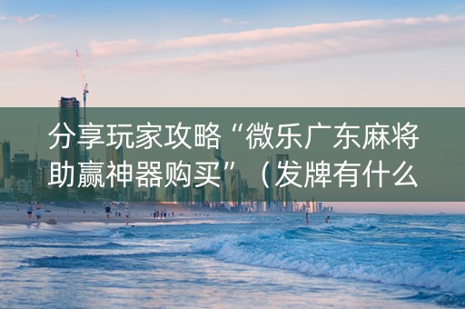 分享玩家攻略“微乐广东麻将助赢神器购买”（发牌有什么规律吗)