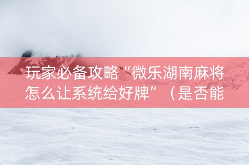玩家必备攻略“微乐湖南麻将怎么让系统给好牌”（是否能开挂)