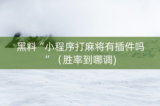 黑料“小程序打麻将有插件吗”（胜率到哪调)
