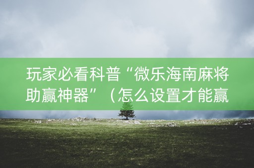 玩家必看科普“微乐海南麻将助赢神器”（怎么设置才能赢)