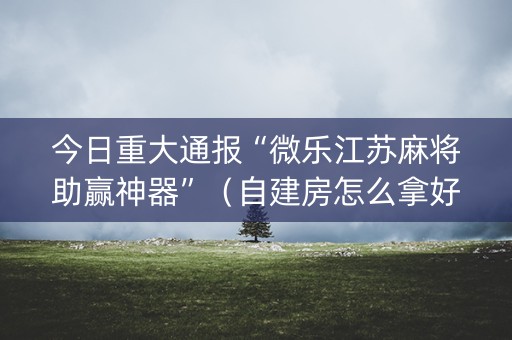 今日重大通报“微乐江苏麻将助赢神器”（自建房怎么拿好牌)