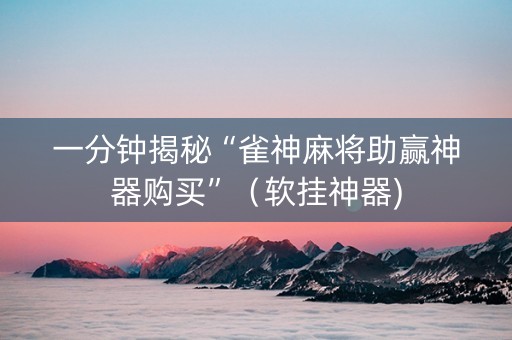 一分钟揭秘“雀神麻将助赢神器购买”（软挂神器)