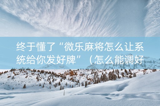 终于懂了“微乐麻将怎么让系统给你发好牌”（怎么能调好牌)
