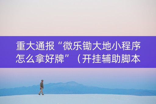 重大通报“微乐锄大地小程序怎么拿好牌”（开挂辅助脚本)