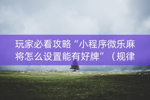 玩家必看攻略“小程序微乐麻将怎么设置能有好牌”（规律确实有挂)