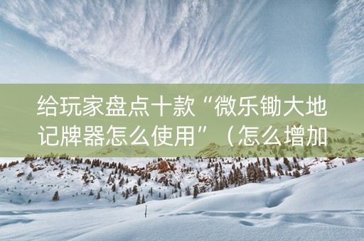 给玩家盘点十款“微乐锄大地记牌器怎么使用”（怎么增加胜率)