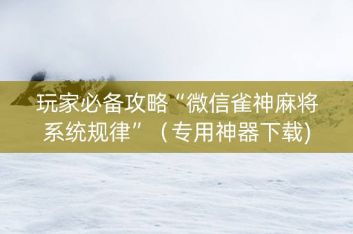 玩家必备攻略“微信雀神麻将系统规律”（专用神器下载)