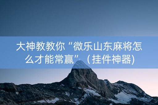 大神教教你“微乐山东麻将怎么才能常赢”（挂件神器)