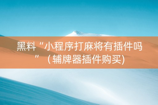 黑料“小程序打麻将有插件吗”（辅牌器插件购买)