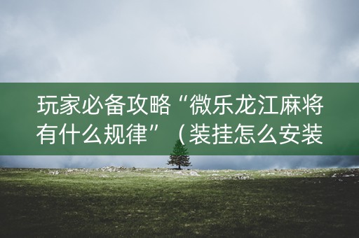 玩家必备攻略“微乐龙江麻将有什么规律”（装挂怎么安装)