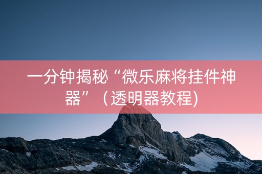 一分钟揭秘“微乐麻将挂件神器”（透明器教程)