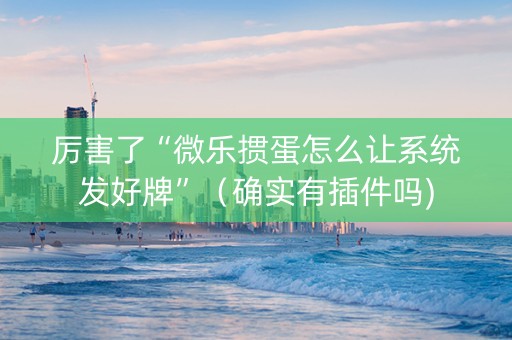 厉害了“微乐掼蛋怎么让系统发好牌”（确实有插件吗)