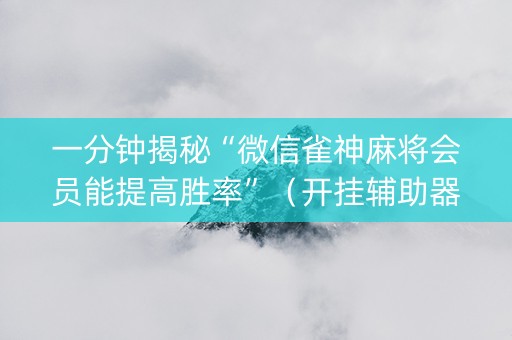 一分钟揭秘“微信雀神麻将会员能提高胜率”（开挂辅助器脚本)
