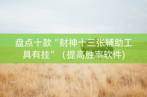 盘点十款“财神十三张辅助工具有挂”（提高胜率软件)