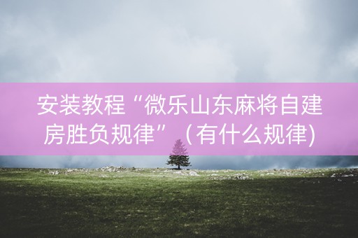安装教程“微乐山东麻将自建房胜负规律”（有什么规律)