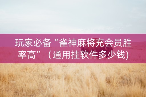 玩家必备“雀神麻将充会员胜率高”（通用挂软件多少钱)