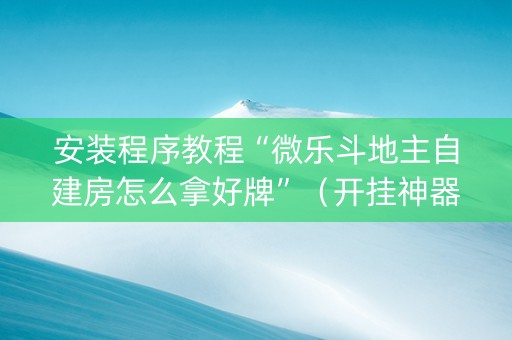 安装程序教程“微乐斗地主自建房怎么拿好牌”（开挂神器下载)