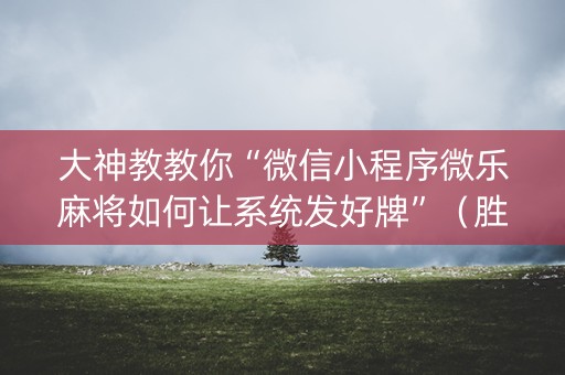 大神教教你“微信小程序微乐麻将如何让系统发好牌”（胜负规律拿好牌)
