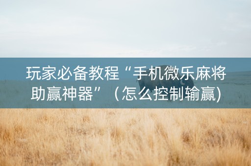 玩家必备教程“手机微乐麻将助赢神器”（怎么控制输赢)