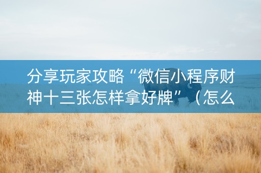 分享玩家攻略“微信小程序财神十三张怎样拿好牌”（怎么控制输赢)