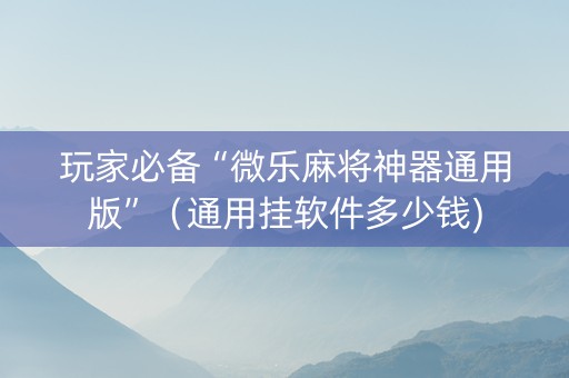 玩家必备“微乐麻将神器通用版”（通用挂软件多少钱)