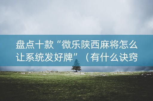 盘点十款“微乐陕西麻将怎么让系统发好牌”（有什么诀窍)
