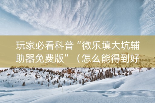 玩家必看科普“微乐填大坑辅助器免费版”（怎么能得到好牌)