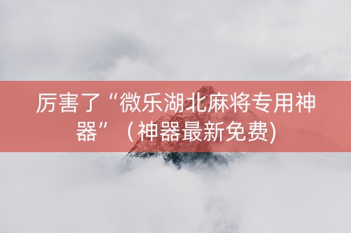 厉害了“微乐湖北麻将专用神器”（神器最新免费)