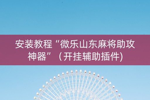 安装教程“微乐山东麻将助攻神器”（开挂辅助插件)